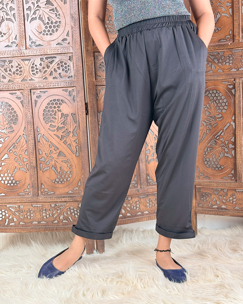 Black Solid  Women Printed Pyjamas (Buy 2 Get 400 OFF)