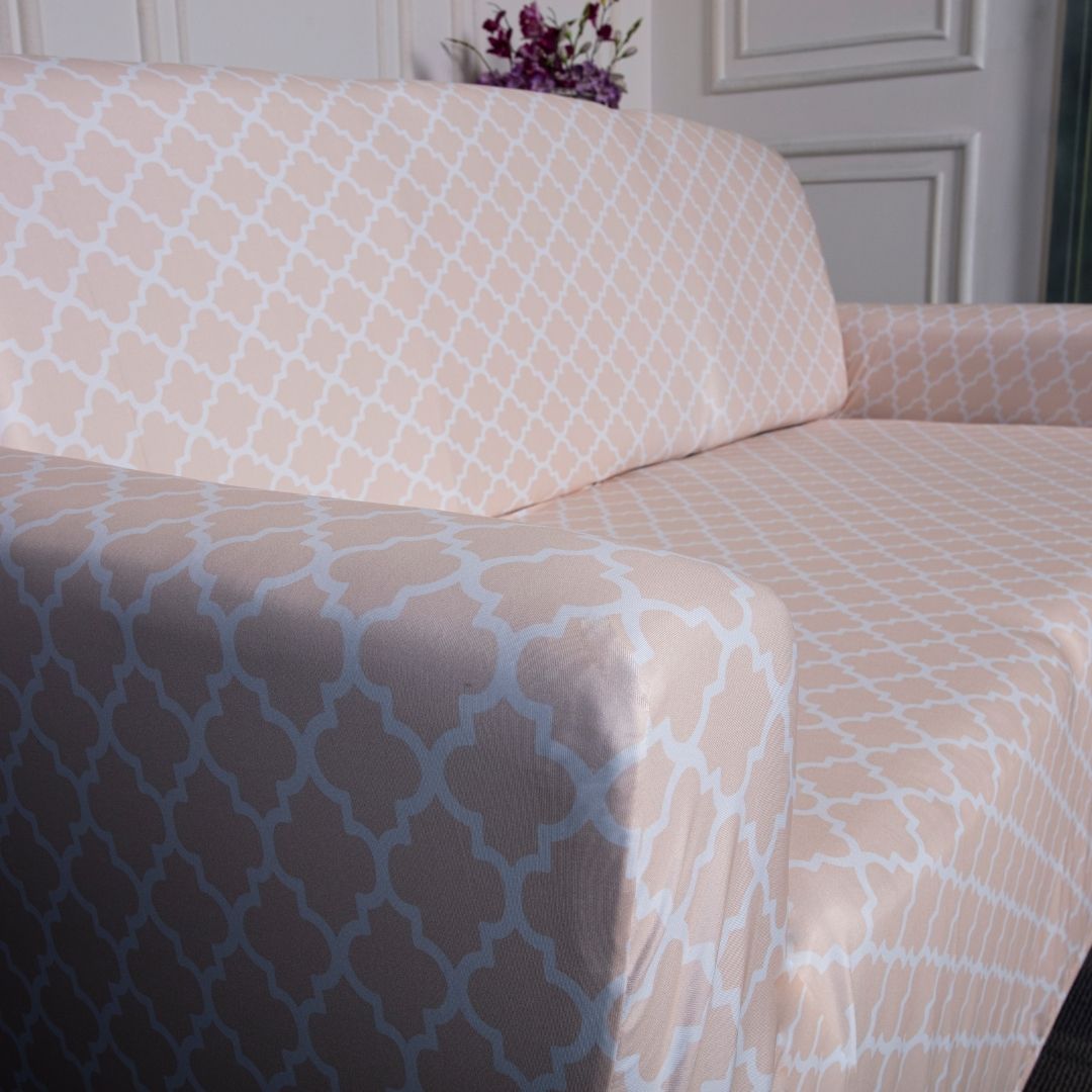 Cream Diamond Elastic Sofa Slipcovers