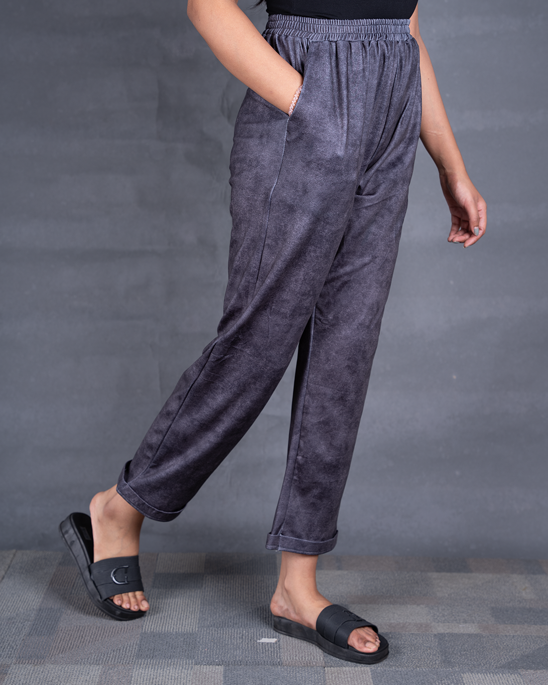 Gray Velvet  Women Printed Pyjamas (Buy 2 Get 400 OFF)