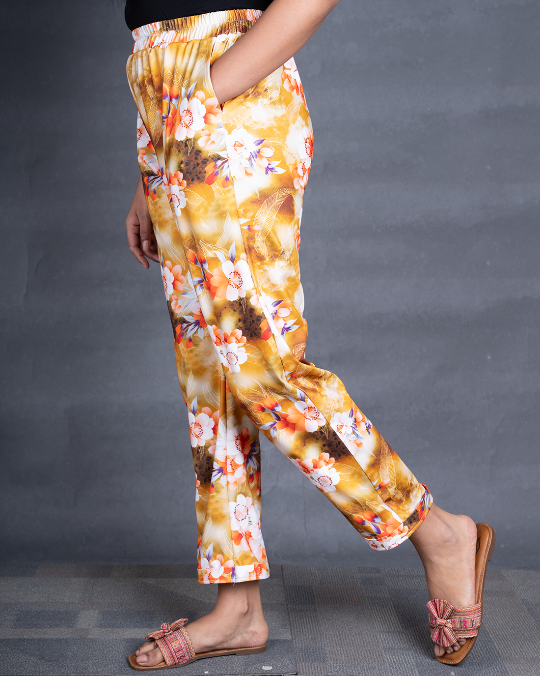 Orange Flower Women Printed Pyjamas (Buy 2 Get 400 OFF)
