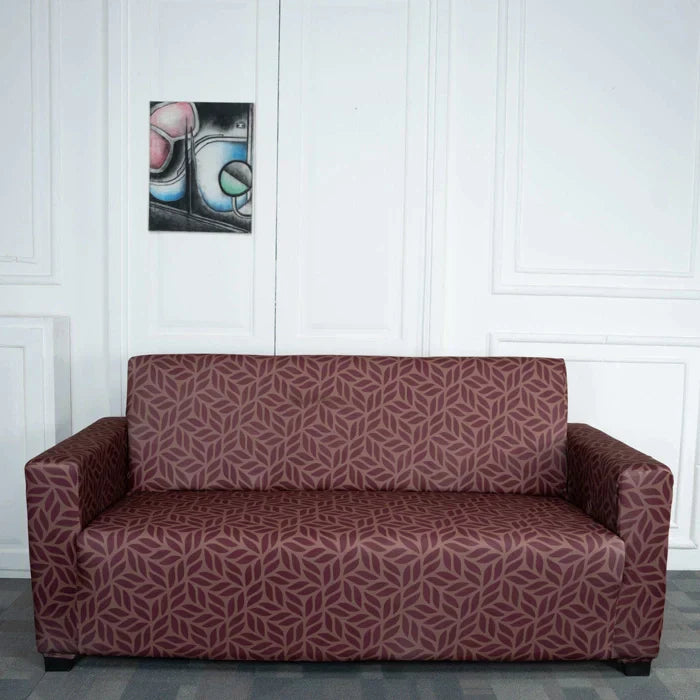 Brown Print Elastic 3 Seater Sofa Slipcovers