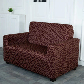 Brown Print Elastic 2 Seater Sofa Covers