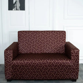 Brown Print Elastic 2 Seater Sofa Slipcovers