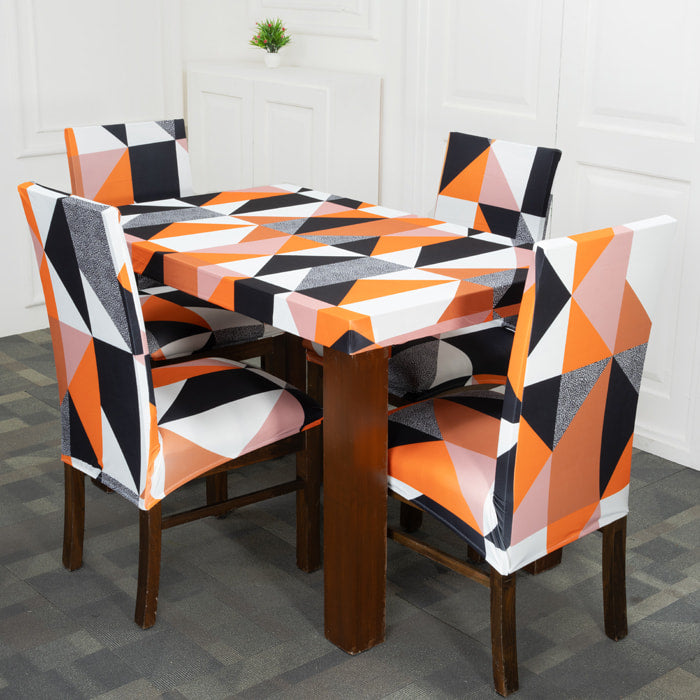 Prism Orange Design Elastic Chair Table Cover
