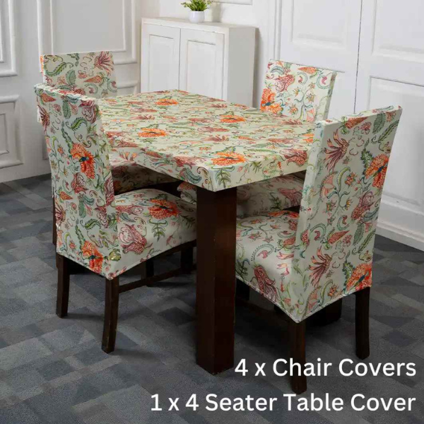 tropical flower design dining table chair covers